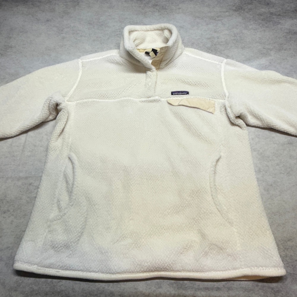 Patagonia Re-Tool Snap-T Fleece Pullover Cream White Polartec Womens Large - Picture 3 of 7